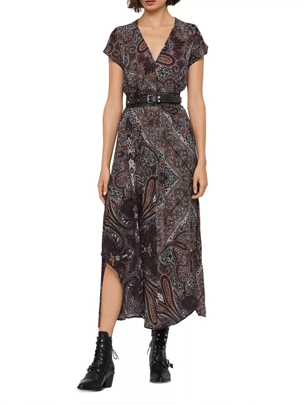 All Saints Leila Paisley Midi Dress Size S - Picture 2 of 11
